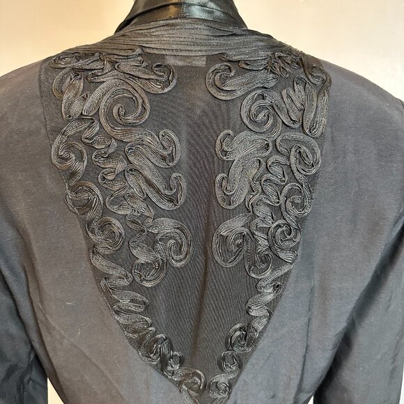 Wild Rose Black Sleeveless Button Front Midi Dress w/ Embroidered Jacket Size 8 - Picture 4 of 10